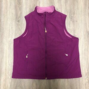 L.L. Bean Size 1X Women's Classic Vest Waterproof Nylon Fleece Lining Magenta